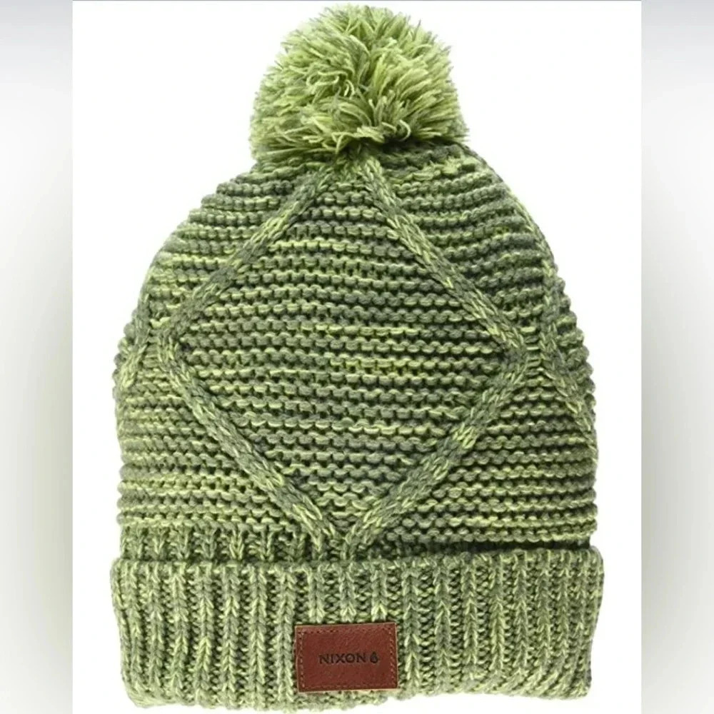 Nixon Julian Pom Beanie, olive/volt